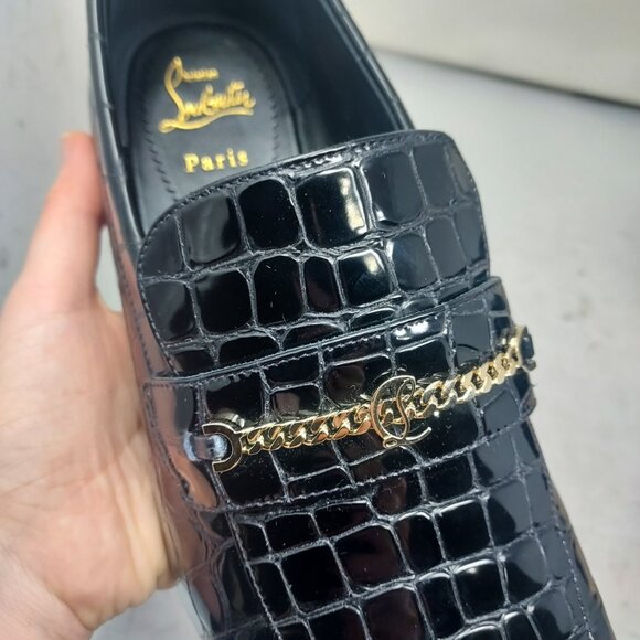 Christian Louboutin Mens MJ Moc Alligator Black Bit Loafer